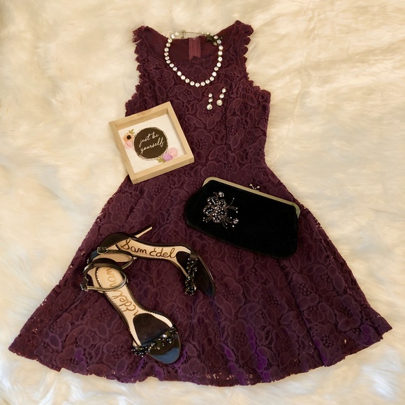 City Studio Lace Dress Plum Purple - Picture 1 of 3